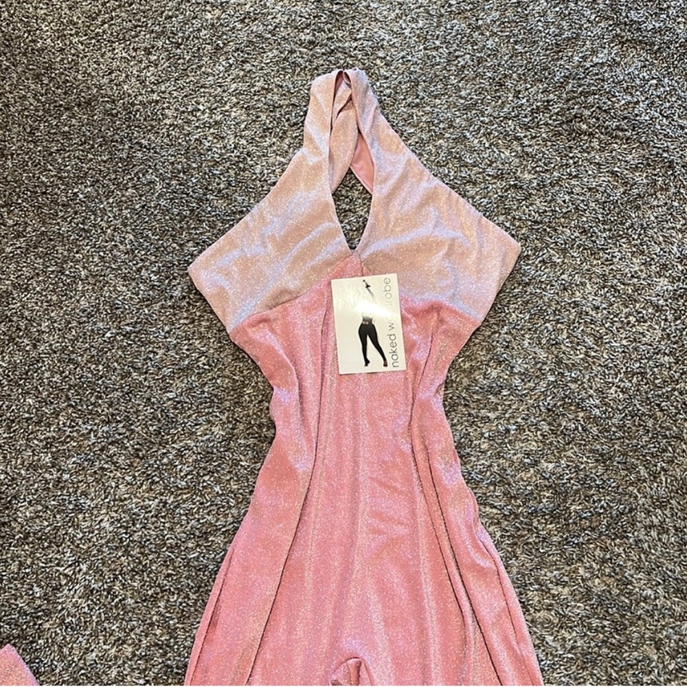 Naked Wardrobe Pink Glitter Bodysuit